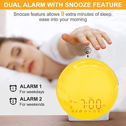 Sunrise Alarm Clock, Upgraded Wake Up Light Alarm Clock With Sunrise Simulation, Dual Alarms, Fm Radio, 8 Natural Sounds & Snooze, 3 Light Modes, Loud Alarm Clock For Heavy Sleepers Adults Kids #TOP6