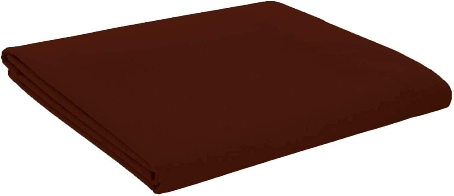 180 Thread Count Rich Percale Soft Poly Cotton Flat Sheets - Easy Care Bed Linen Non Iron Plain Dyed Flat Bed Sheets (Choco, Super King)