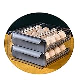 玉子収納ケース 卵パック 卵ボックス 卵保護ケース 冷蔵庫収納 整理 ボス 取り出し便利 引き出し式 コンパクト 耐久性 32個 卵卵入れ 冷蔵庫用 キッチン (グレー)