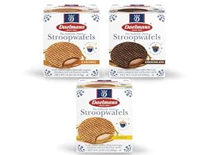 DAELMANS Stroopwafels, Dutch Waffles Soft Toasted, 3 Pack Assortment, Caramel, Honey, Chocolate, Jumbo Size, Kosher Dairy, Authentic Made In Holland, 8 Stroopwafels Per Box (3 Pack)