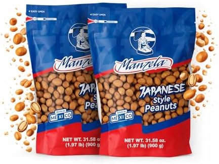 Manzela Crunchy Japanese-Style Flavor Peanuts | Large 900g Resealable Bag, Mexican Favorite with a Japanese Twist, No Artificial Flavors, Perfect for On-the-Go or At-Home Snacking, Size 900 Gr, 2-Pack