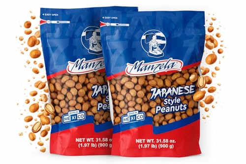 Manzela Crunchy Japanese-Style Flavor Peanuts | Large 900g Resealable Bag, Mexican Favorite with a Japanese Twist, No Artificial Flavors, Perfect for On-the-Go or At-Home Snacking, Size 900 Gr, 2-Pack