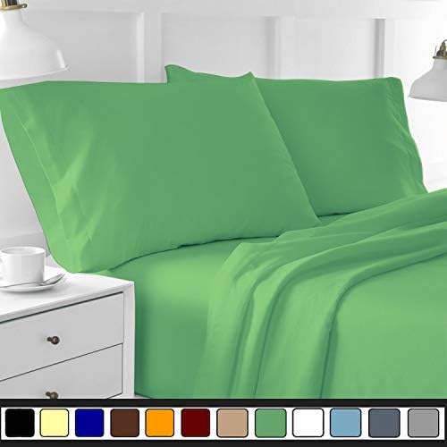 Luxurious & Genuine Quality 800 Thread Count GOTS Certified Organic Cotton 4Pc Sheet Set with 15” Deep Pocket Italian Finish bedding collection Solid by BEDDING HOMES(Queen, Olive)