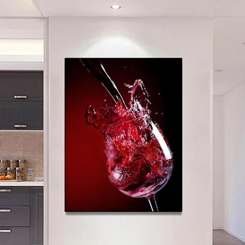 Art moderne verre à vin rouge sur toile de lin avec cadre intérieur