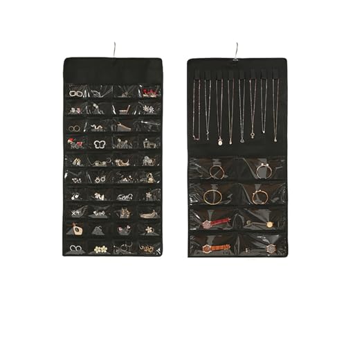DTCSWACN Hanging Jewelry Organizer,Accessories Organizer,48 Pocket Organizer for Holding Jewelries,Black