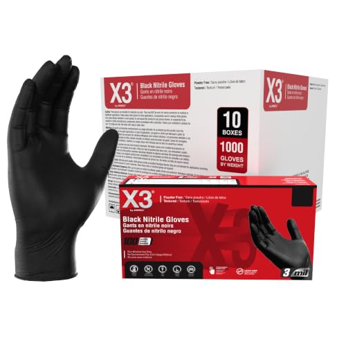 Image of X3 Nitrile Disposable Gloves Latex Free 3 mil Black for Cooking Food Prep | Sleek Black Color for Professional Kitchen and Food Service, Bulk Purchasing Options Available, Standard Duty 3 mil Thickness