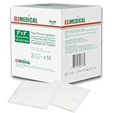 ELIMEDICAL 100 Stück Vliesstoff-Kompressen, Steril, Gaze-Kompressen zur Wundversorgung, Hydrotherapie, Gesichtswundpflege und Notfallbehandlung (3"x3"(7.5x7.5cm)-4ply)