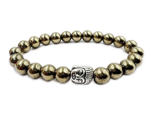 Buddha Natural Crystal Healing Gemstone Chakra Bracelet Charm Jewelry for Men & Women, Bead Size 8 mm,(PAck of 1)