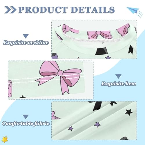 Boys Rash Guard Short Sleeve UPF 50+ Colorful Bows and Stars Quick Dry Swim Shirts Swimwear for 3-12Y3