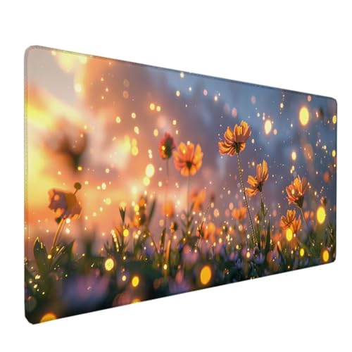 BEIJUYHU Tappetino per mouse XXL, XXL, per gaming, gioco veloce, giallo pianta Tappetino antiscivolo, 800x400x3mm XXL, migliora precisione e velocità, presa stabile su superfici lisce 8-Q