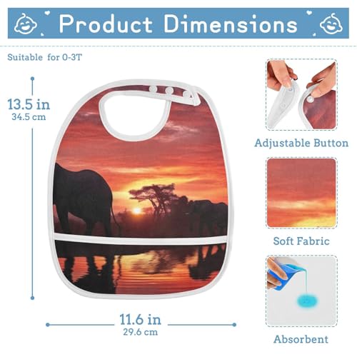 Baby Bibs for Boy and Girls 5 Pack Cotton Adjustable Newborn Bibs for Drooling & Teething, Elephants4