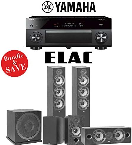 Elac F6.2 Debut 2.0 5.1-Ch Home Theater Speaker System with Yamaha AVENTAGE RX-A2080 9.2-Channel 4K Network AV Receiver