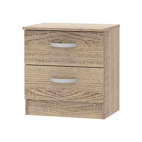 Madesa Nightstand Table Bedside Cabinet, 2 Drawer or 3 Drawer Bedroom Storage Chest (Oak, 2 Drawer) Cover