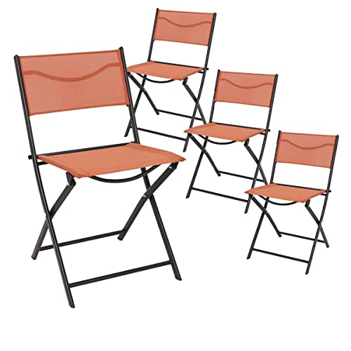 AltoBuy MELOM - Lot de 4 Chaises Pliantes Textilène Terracotta