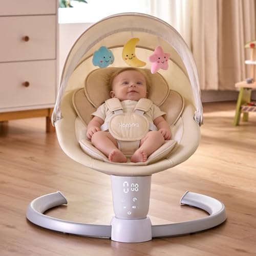 HARPPA Weddell Electric Baby Swing for Infants, 5-Point Harness, 5 Motion Levels, Remote & Touch...