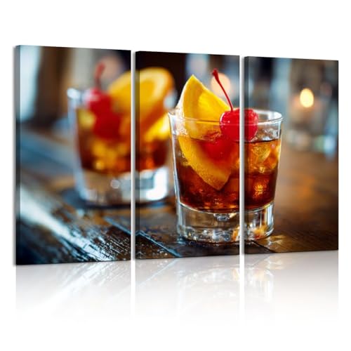 3 Piece Canvas Wall Art Prints Picture tasty alcoholic old