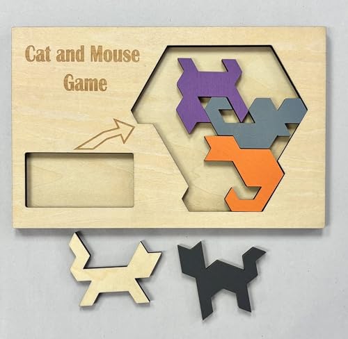 Palmetto Puzzle Works Cat and Mouse Game – Montessori Toys & Wooden Puzzles for Teens & Adults, Educational Toys for Families & Teen Games Gift Ideas, Brain Teaser & Teens Learning Activities for 14+ by Palmetto Puzzle Works - Used condition - Image 2