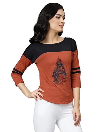 Image of OM SAI LATEST CREATION Women's New 3D Printed Lycra 3 /4 Sleeve Regular Fit Office wear,Casual wear Western Top