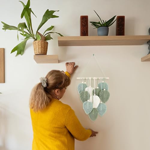 FREEBLOSS DIY Macrame Leaf Wall Hanging Beginners Macrame Kit Leaf Woven Tapestry Feather Wall Hanging DIY Macrame Kit for Adults Birthday Gift - Image 7