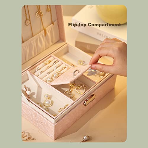 Guoer Jewelry Box, Jewelry Organizer Jewelry Boxes For Women With Lock, Black Jewelry Box Case, Leather Jewelry Box With Double Layer For Rings Necklace Bracelet Earring Storage #TOP7