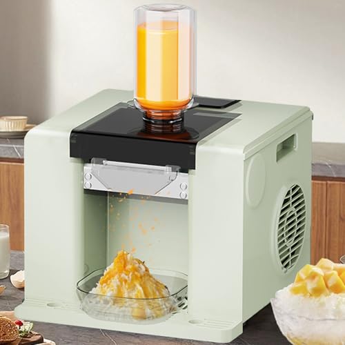 BOOZXCV Inicio/Máquina de Hielo raspado Comercial, Máquina de Hielo de Copos de Nieve de 60 kg / 24 Horas, Afeitadora de Cono de Nieve, Granizadora para Tiendas de postres (Green)