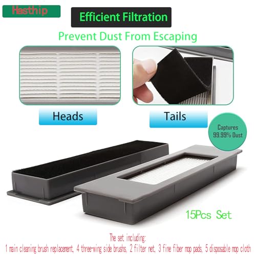 Image of HASTHIP 15Pcs Replacement Accessories for Ecovacs Deebot T8, T8 AIVI, T8 MAX, N8 PRO, N8 PRO Plus Robot Vacuum Deebot N10 Replacement Accessories