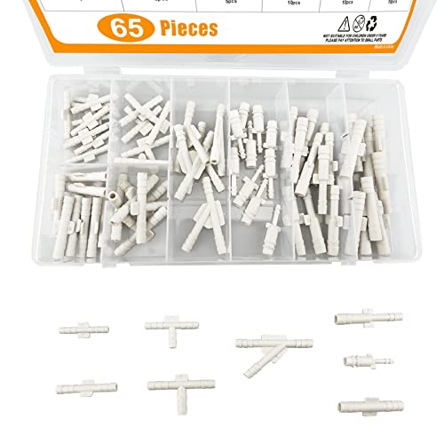 65 Pieces Vacuum Connector Assortment,Automotive Vacuum Tubing Connector Vacuum Tee Connector Assortment Kit #TOP4