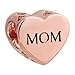 ReisJewelry Mom Charm Heart Love Crystal Charms Bead for Bracelet (Rose Gold)