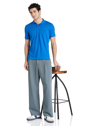 Image of Allen Solly Men's Jacquard Polo T‑Shirt | Regular Fit | Polycotton Blend | Textured Knit | Smart Casual Style