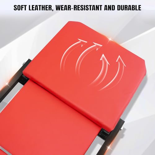 Red Folding Car Creeper Seat, Lay Down or Sit Stable, Heavy Duty Folding Mechanics Car Creeper with 6 360° Rotatable Rolling Wheels, Durable Garage Workshop Stool for Under Car Repair Tool - Image 5
