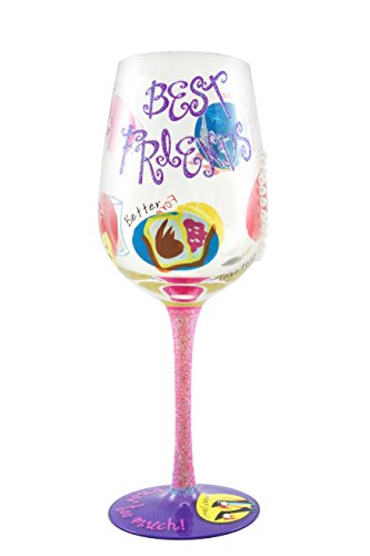 Top Shelf Best Friend Wine Glass – Unique Gift for Her – Hand Painted