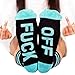 Fuck Off Socks Unisex Ribbed Knit Funny Cotton Half Crew Socks