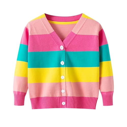 Cárdigan escolar para niñas con cuello en V, punto punteado, suéter de punto ligero con botones de neón de caramelo para niños, suéter de punto ligero, uniforme escolar para otoño e invierno, 1-6 años