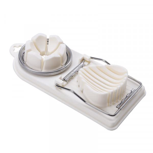 SOLDOUT 2 in 1 Egg Slicer Cuts Eggs Into Slices and Segments Boiled Egg Slicer Mushroom Slicer Egg Cutter Slicer Chopper Plastic (White)