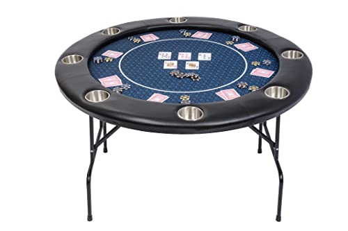 Riverboat Gaming P6 Tournament Klappbarer Pokertisch mit Speed Cloth Pokertuch - Poker Table Professionell 122 x 122cm - Blau Cover
