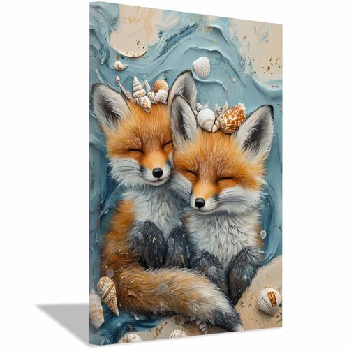 Affiche renards rouges impression artistique haut de gamme salon 70x100