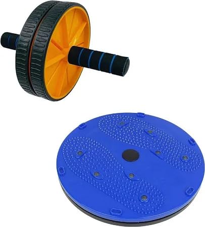2-in-1 Tummy Twister Disc and Ab Roller Combo, Home Gym Exercise Equipment, Waist Trimmer and Core Strengthening Kit, Multicolour-image-36