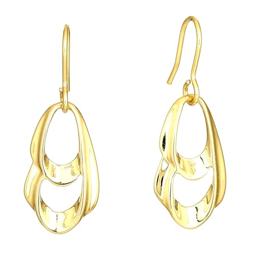 Estele 24 Kt Gold Plated Abstract Rain Drop stud Earrings with Fish hook for Women, One Size (390/718 ER) (B091TZ74QT) Amazon Price History, Amazon Price Tracker