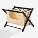 Riyyow Porte-Bagages Pliant avec Panier, Porte-Valise en Bois Pliante for Chambre d'hôtel, Porte-Bagages Support de Valise 63 * 45 * 50cm