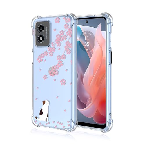 Custodia per Telefono per Motorola Moto E14 G04S G04 G24 G24 Power 6.5 Inches Cover per Cellulare con Motivo Verniciato Trasparente in Morbido Silicone TPU - Gatto 2
