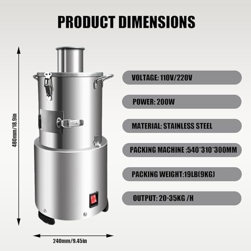 Electric Garlic Peeler Machine - Commercial Stainless Steel 200W, 30kg/H Capacity, 110V & 220V, Efficient Garlic Skin Remover for Restaurant & Home Use