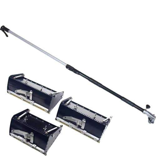 Rascador de masilla de aleación de aluminio, herramienta de acabado de caja plana ajustable de 120 grados, hoja de 8 pulgadas, mango telescópico de 106-165 cm, para yeso de yeso, para uso profesional