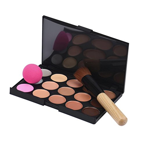 SMTSMT 2017 15 Colors Makeup Concealer Contour Palette + Water Sponge Puff + Makeup Brush
