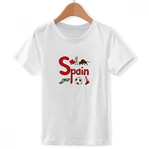 T-Shirt Espagne garçon blanc taille M col ras du cou anti irritation