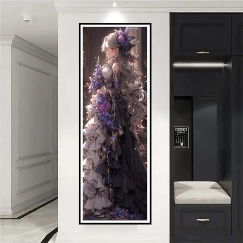 Kits pour murale salon décoration grand format, broderie diamant fleur et peinture strass 50x150cm