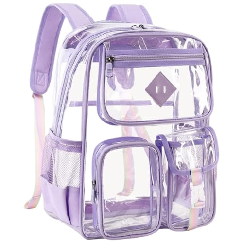 Sac à dos transparent violet idéal pour le stade et les cours de récréation
