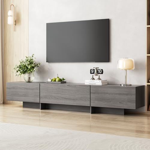76.4'' Modern TV Stand for Living Room, Mid Century Modern TV Console,Entertainment Center with 3 Drawers, Large Storage Cabinet Table, Media Cabinet for Living Room, Bedroom, Grey