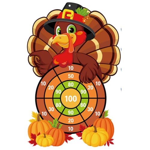 Capoda Thanksgiving Dart Board Game 26" Cute Turkey Pumpkin Dartboard