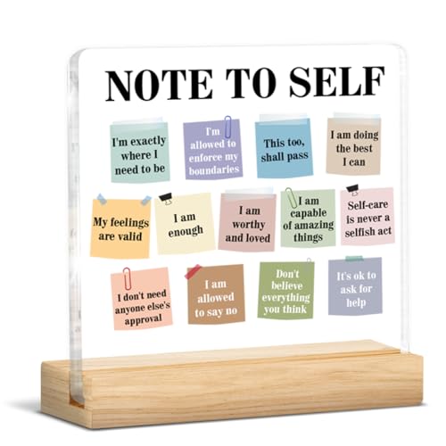 Mental Health Gifts for Women Men, Inspirational Gifts for School Counselor College, Note to Self Motivational Acrylic Plaque Sign Counseling Therapy Therapist Office Decor