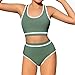 Girls Swimsuit Two Piece High Waist Athletic Bottoms Girls Bathing Suit Cute Fashion Sports Beach (Green, 9-10 Years)